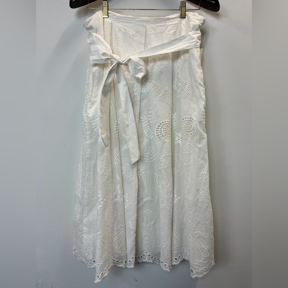 NWT Anthro Maeve Seashell Eyelet A-Line Midi Skirt Size 14